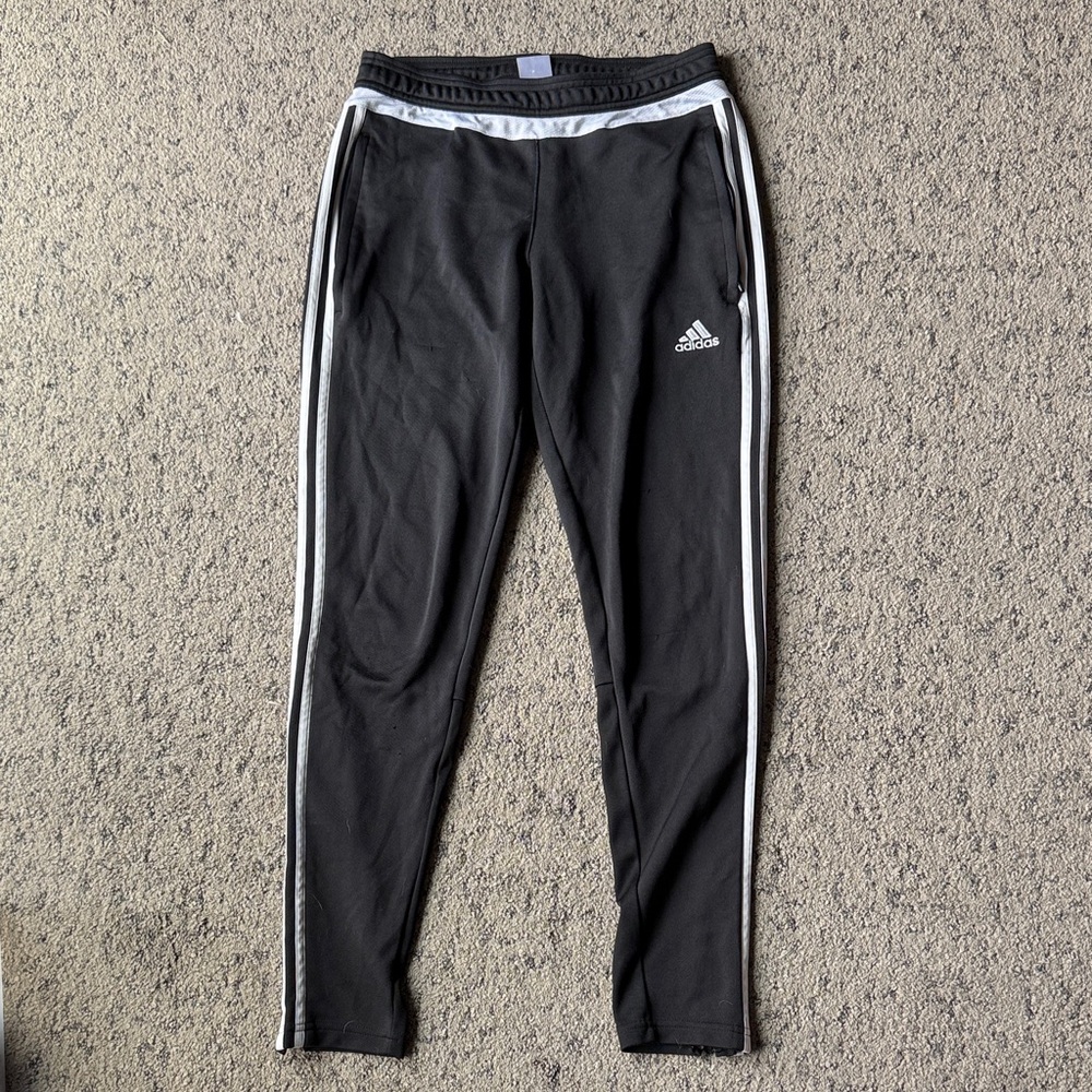 Adidas Black Joggers with White Accents